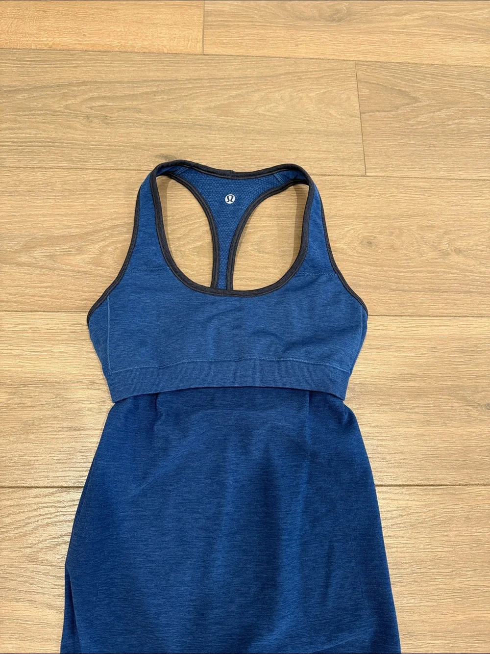 LULULEMON Heathered Rugged Blue Inkwell Ebb & Flow Racerback Gym Tank Top Size 6